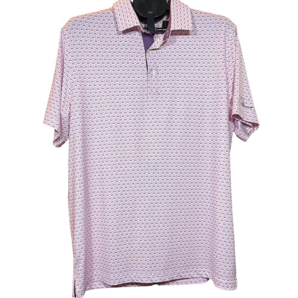 Puma Golf Shirt Mens Large Pink Purple Palm Tree Polo Collins Hill Golf Club